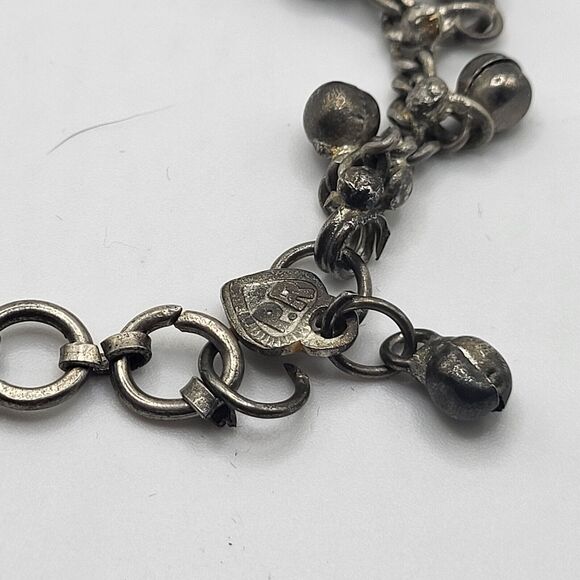 Vintage Silver Belly Dance Bells Anklet Signed PR 12in - Picture 2 of 3